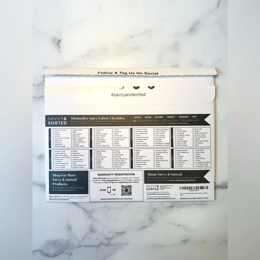 NEW Savvy & Sorted Minimalist Spice Jar Labels
